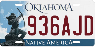 OK license plate 936AJD
