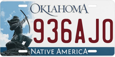 OK license plate 936AJO