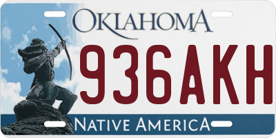 OK license plate 936AKH