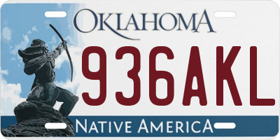 OK license plate 936AKL