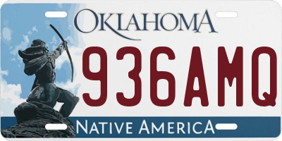OK license plate 936AMQ