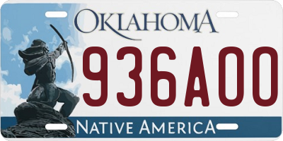 OK license plate 936AOO