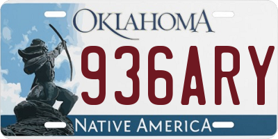 OK license plate 936ARY