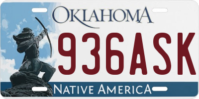 OK license plate 936ASK