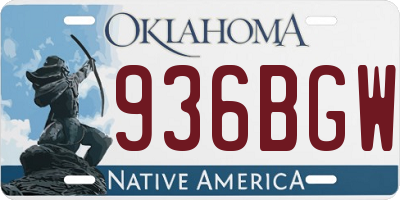OK license plate 936BGW