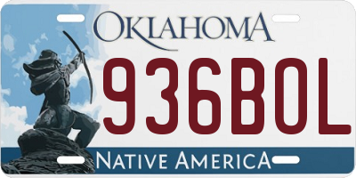 OK license plate 936BOL