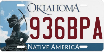 OK license plate 936BPA