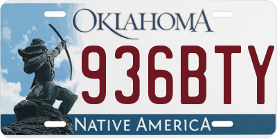 OK license plate 936BTY