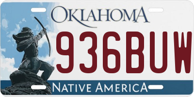 OK license plate 936BUW