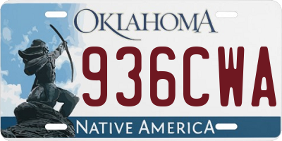 OK license plate 936CWA