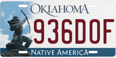 OK license plate 936DOF