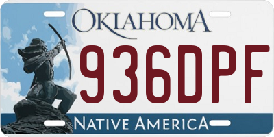 OK license plate 936DPF