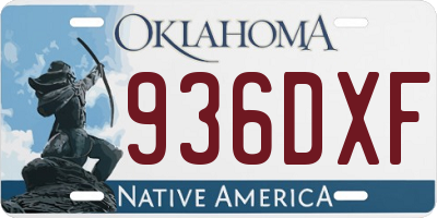 OK license plate 936DXF