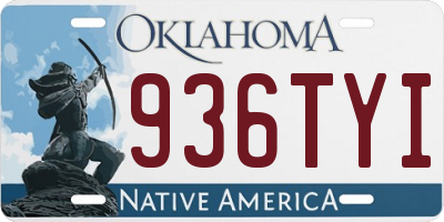 OK license plate 936TYI