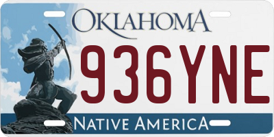 OK license plate 936YNE