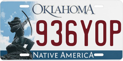 OK license plate 936YOP