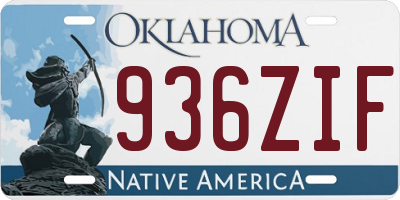 OK license plate 936ZIF
