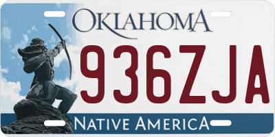 OK license plate 936ZJA