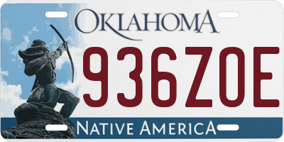 OK license plate 936ZOE