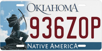 OK license plate 936ZOP