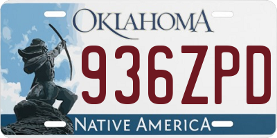 OK license plate 936ZPD