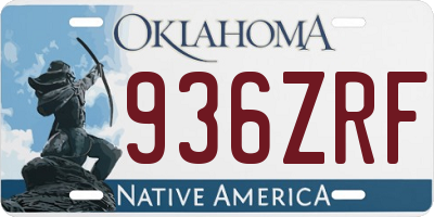 OK license plate 936ZRF