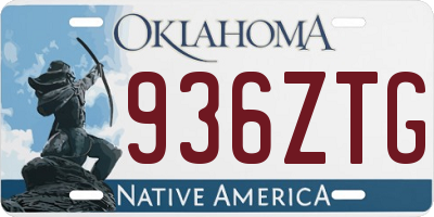 OK license plate 936ZTG