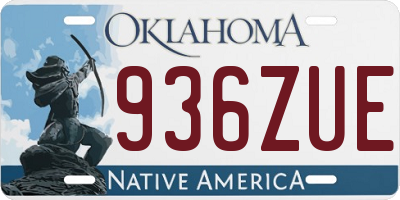 OK license plate 936ZUE