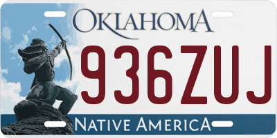 OK license plate 936ZUJ