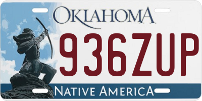 OK license plate 936ZUP
