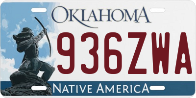 OK license plate 936ZWA