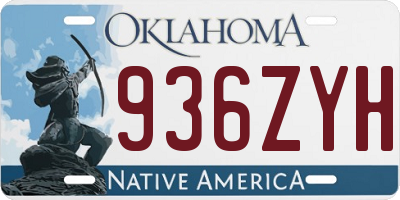OK license plate 936ZYH