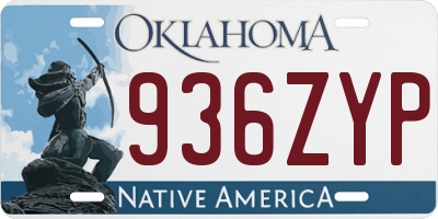 OK license plate 936ZYP