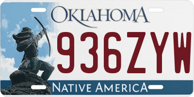 OK license plate 936ZYW