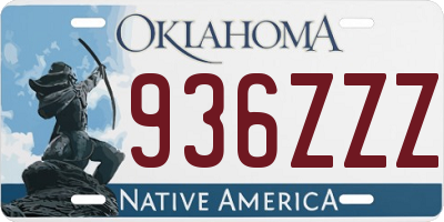OK license plate 936ZZZ