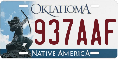 OK license plate 937AAF