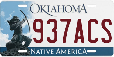 OK license plate 937ACS