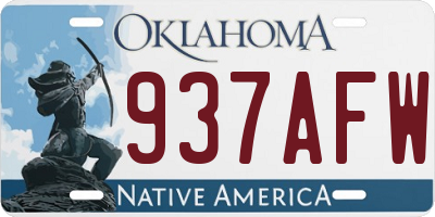 OK license plate 937AFW