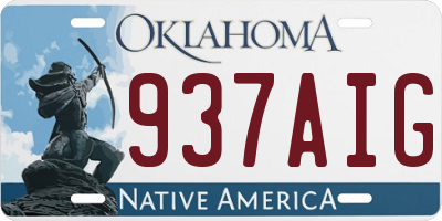 OK license plate 937AIG