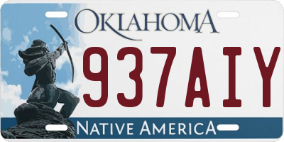 OK license plate 937AIY