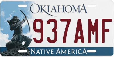 OK license plate 937AMF