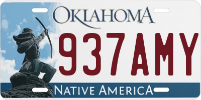 OK license plate 937AMY