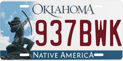 OK license plate 937BWK