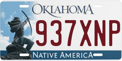 OK license plate 937XNP