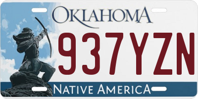 OK license plate 937YZN