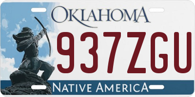 OK license plate 937ZGU