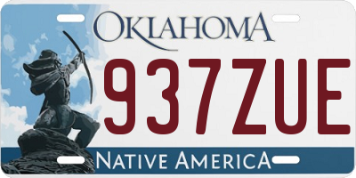 OK license plate 937ZUE