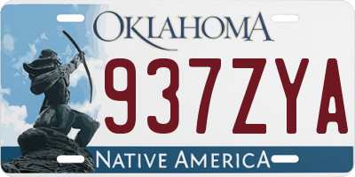 OK license plate 937ZYA