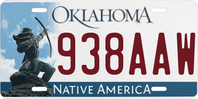 OK license plate 938AAW