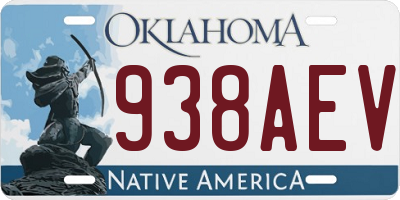 OK license plate 938AEV
